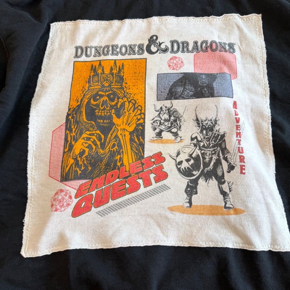 Dungeons & Dragons Endless Quests Chapion Hoodie Mens 3XL Black D20 Patch